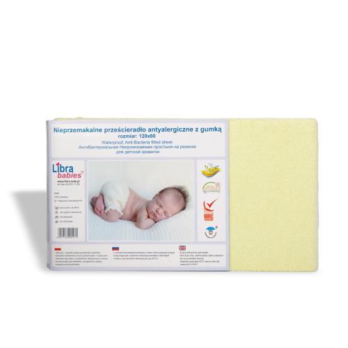 Zdjęcie produktu - Libra-Babies Prześcieradło nieprzemakalne 120x60cm ż&oacute;łte