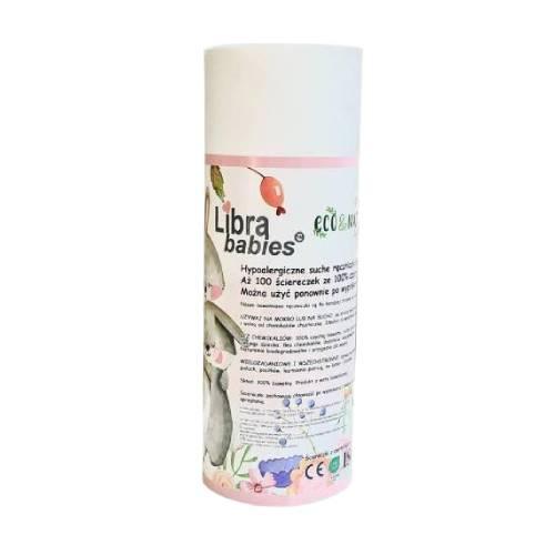 Zdjęcie produktu - Libra-Babies Ręczniki bawełniane jednorazowe dla niemowląt rolka grube 2w1, 100 szt.
