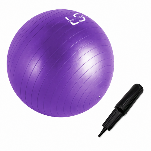 Zdjęcie produktu - Line Sport Piłka gimnastyczna do ćwiczeń z pompką, 75 cm, fioletowa