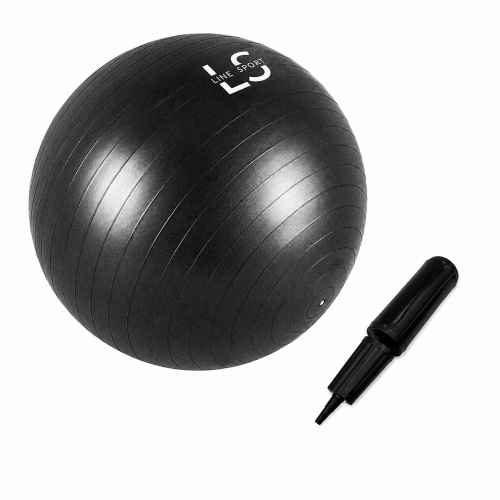 Zdjęcie produktu - Line Sport Piłka gimnastyczna do ćwiczeń z pompką, 85 cm, czarna
