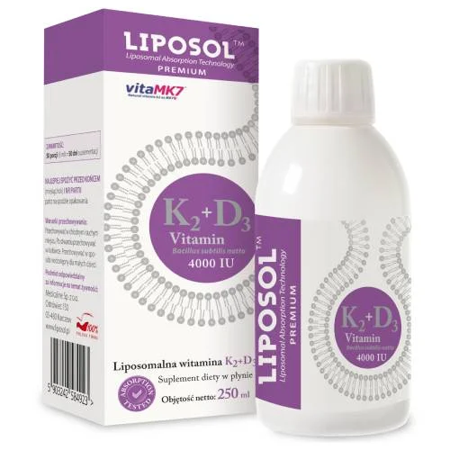Zdjęcie produktu - Liposol Liposomalna Witamina K2 100 uq + D3 4000 IU, 250 ml