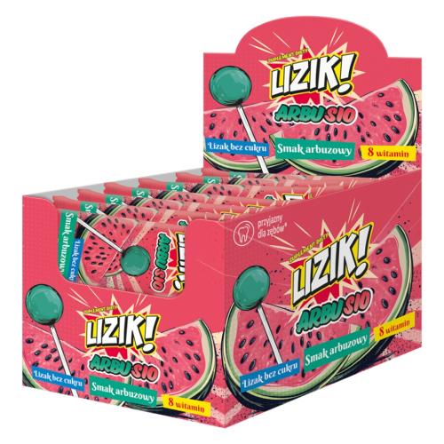 Zdjęcie produktu - LIZIK! Arbusio Lizak bez cukru o smaku arbuzowym, 30 szt.