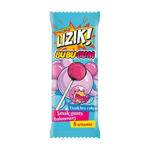 Zdjęcie produktu - LIZIK! Bubugum Lizak bez cukru o smaku gumy balonowej, 1 szt.