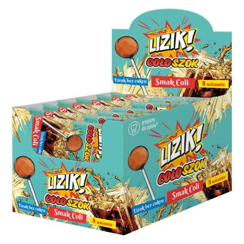 Zdjęcie produktu - LIZIK! Coloszok Lizak bez cukru o smaku coli, 30 szt.