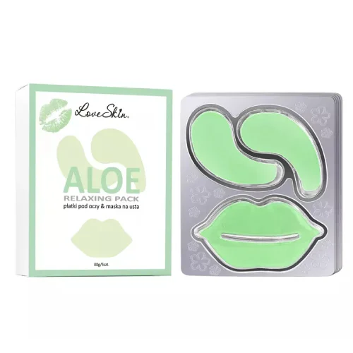 Zdjęcie produktu - Love Skin Zestaw Hydrożelowych płatk&oacute;w pod oczy i maski na usta z ekstraktem z aloesu, 5 szt.