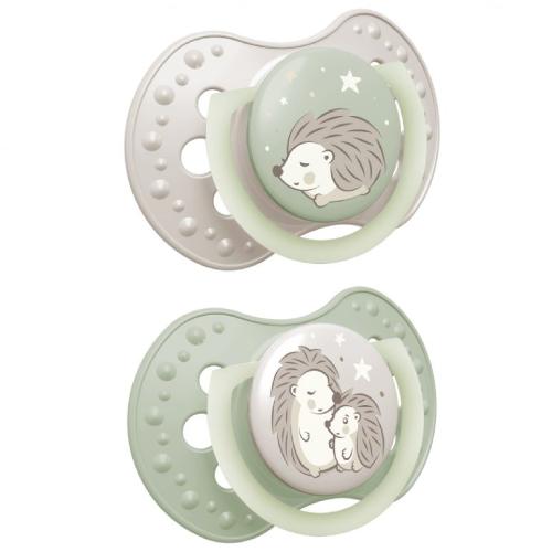 Zdjęcie produktu - LOVI Smoczek silikonowy dynamiczny 0-6m Night&Day Hedgehog 22/929, 2 szt.