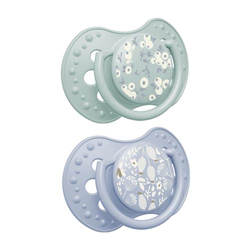 Zdjęcie produktu - LOVI Smoczek silikonowy dynamiczny 3-6m Blossom Blue, 2 szt.