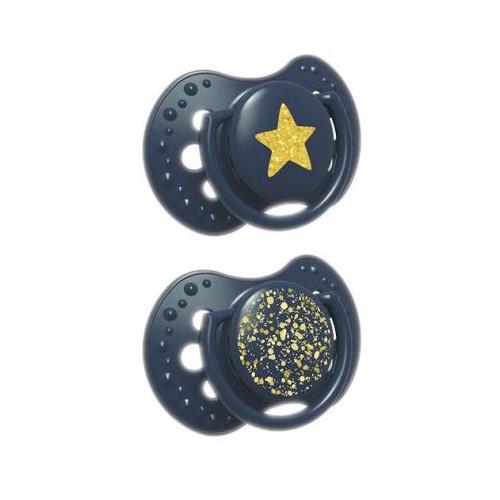 Zdjęcie produktu - LOVI Smoczek uspokajający silikonowy Stardust Blue 0-3m 22/892, 2szt.