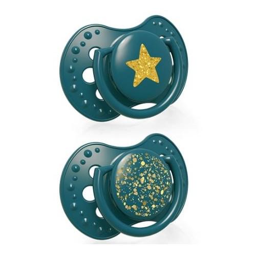 Zdjęcie produktu - LOVI Smoczek uspokajający silikonowy Stardust Green 0-3m 22/892, 2szt.