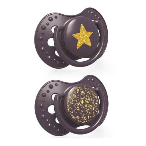 Zdjęcie produktu - LOVI Smoczek uspokajający silikonowy Stardust Violet 3-6m 22/893, 2szt.