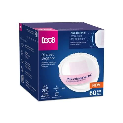 Zdjęcie produktu - Lovi Wkładki laktacyjne antybakteryjne Discreet Elegance białe, 60 szt.