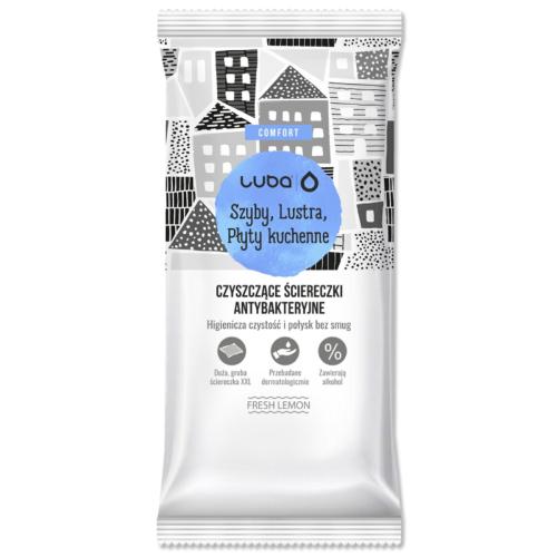 Zdjęcie produktu - LUBA Antybakteryjne ściereczki czyszczące Szyby, Lustra, Płyty kuchenne, 32szt.