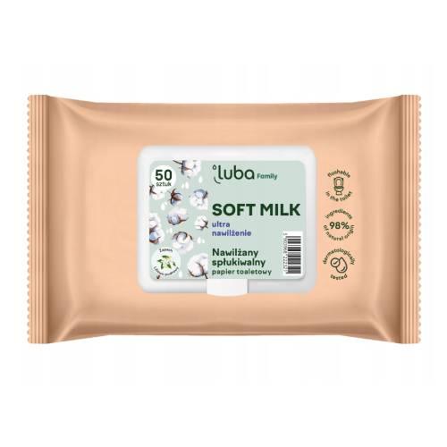 Zdjęcie produktu - LUBA Family nawilżany papier toaletowy Soft Milk, 50 szt.