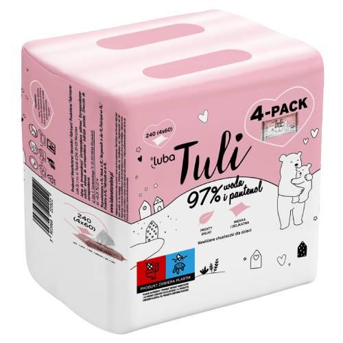 Zdjęcie produktu - Luba Tuli Chusteczki nawilżane dla dzieci i niemowląt 97% woda i pantenol, 4x 60 szt.