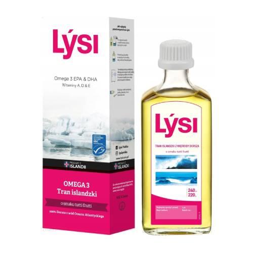 Zdjęcie produktu - LYSI Tran Islandzki o smaku tutti frutti, 240ml