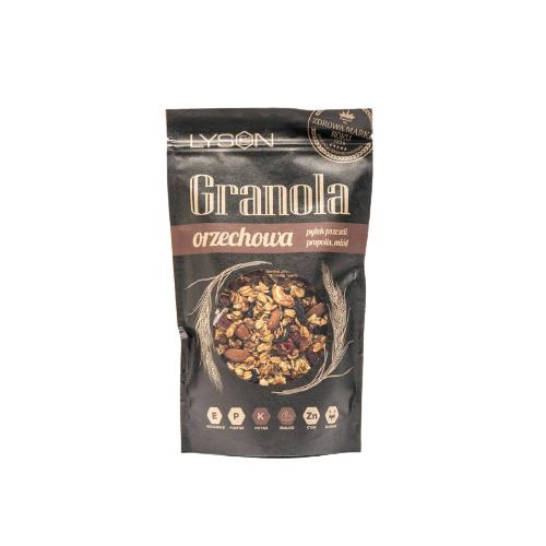 Zdjęcie produktu - ŁYSOŃ Granola orzechowa z miodem i pyłkiem pszczelim, 300g