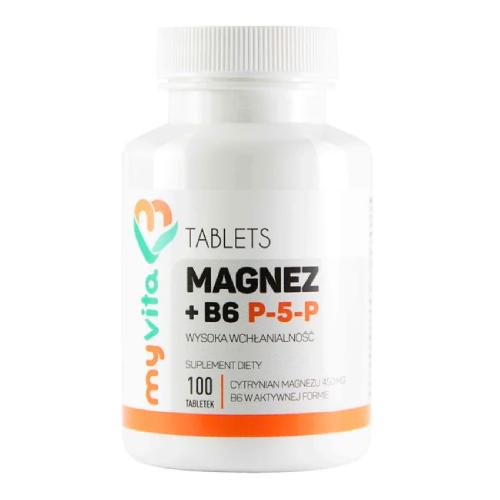 Zdjęcie produktu - MyVita Magnez + B6 P-5-P cytrynian magnezu 450 mg, 100 tabl.