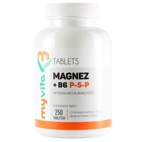 Zdjęcie produktu - MyVita Magnez + B6 P-5-P cytrynian magnezu 450 mg, 250 tabl.
