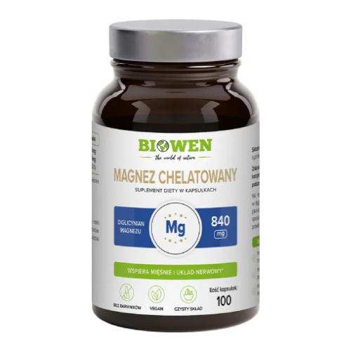 Zdjęcie produktu - Biowen Magnez chelatowany (diglicynian magnezu) 840 mg, 100 kaps.