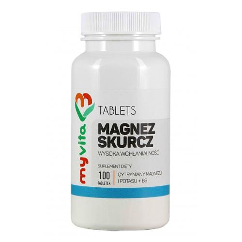 Zdjęcie produktu - MyVita Magnez skurcz Magnez Potas witamina B6, 100 tabl.
