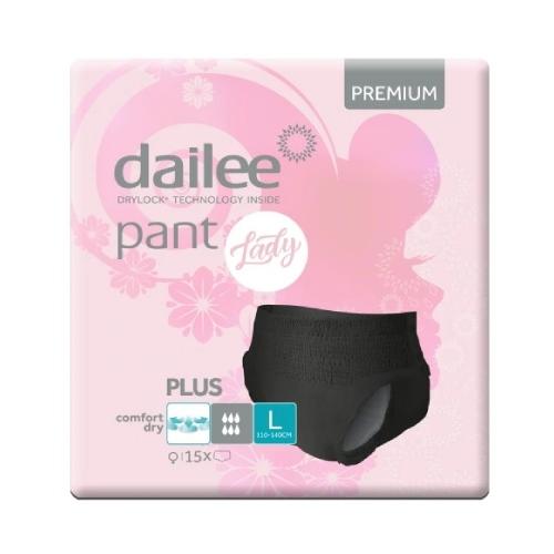 Zdjęcie produktu - DAILEE Pant Lady Plus Black PREMIUM L Majtki chłonne dla aktywnych, 15szt.