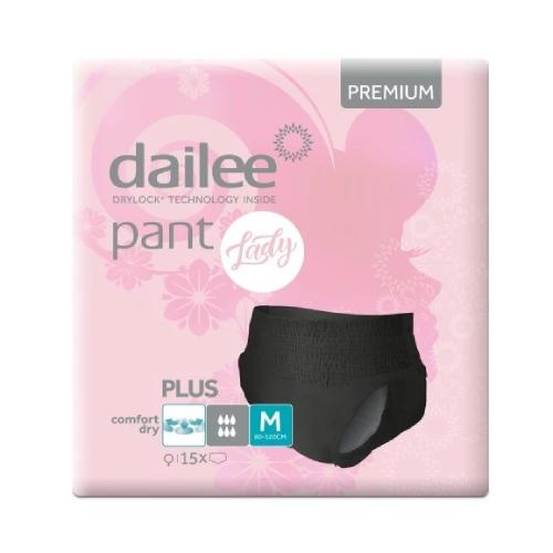 Zdjęcie produktu - DAILEE Pant Lady Plus Black PREMIUM M Majtki chłonne czarne, 15szt.