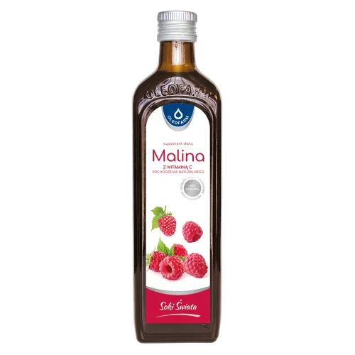 Zdjęcie produktu - Oleofarm Malina Sok z owoc&oacute;w maliny z naturalną witaminą C, 490 ml