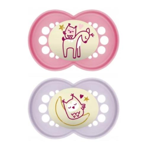 Zdjęcie produktu - MAM Original Night Smoczek ortodontyczny 6m+ Planet Love Girl świecący w ciemności, 2szt.