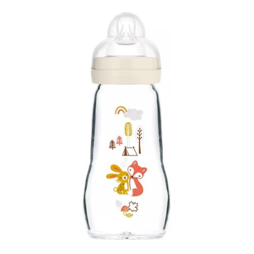 Zdjęcie produktu - MAM Szklana butelka dla niemowląt Feel Good Forest 2m+ 260ml