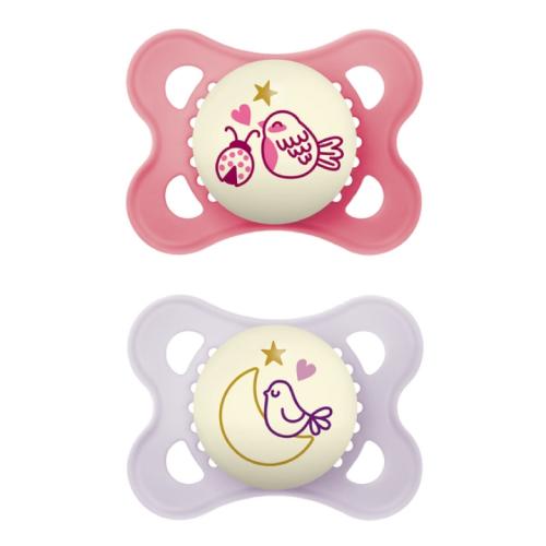 Zdjęcie produktu - MAM Original Night Smoczek ortodontyczny 2-6m Planet Love Girl świecący w ciemności, 2szt.