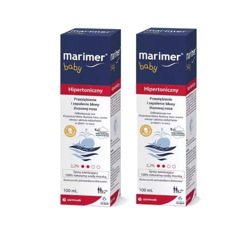 Zdjęcie produktu - Zestaw Marimer Baby Hipertoniczny roztw&oacute;r wody morskiej,  2 x 100 ml