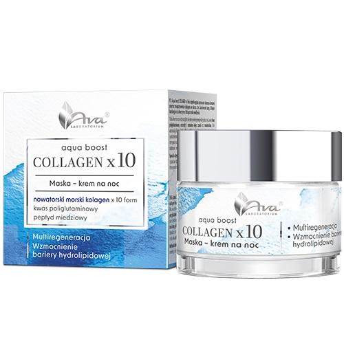Zdjęcie produktu - AVA Aqua Boost Collagen x10 Maska-krem na noc, 50 ml