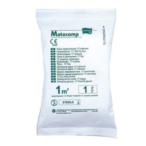 Zdjęcie produktu - MATOCOMP Gaza opatrunkowa jałowa 17-nitkowa 1m2, 1 szt.