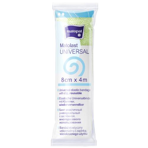 Zdjęcie produktu - MATOLAST Universal Bandaż elastyczny niejałowy z zapinką zielony 8cm x 4m