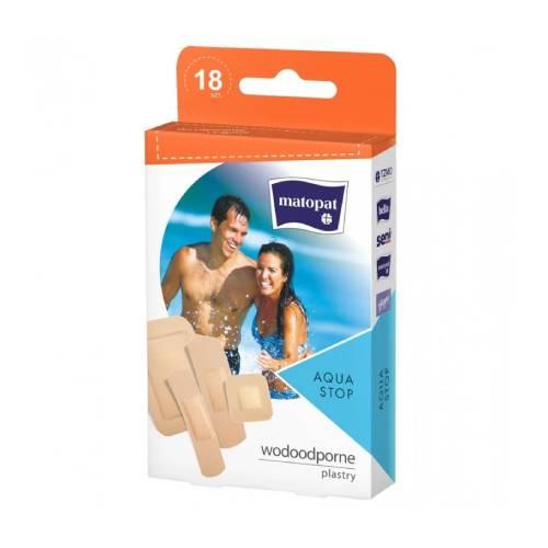 Zdjęcie produktu - MATOPAT Aqua Stop Plastry wodoodporne z opatrunkiem, 18szt.