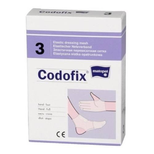 Zdjęcie produktu - Matopat Codofix 3 Elastyczna siatka opatrunkowa na dłoń i stopę 2,5cm-3,5cm x 1m, 1 szt