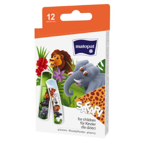 Zdjęcie produktu - MATOPAT SAFARI Elastyczne, niejałowe plastry dla dzieci, 12szt.