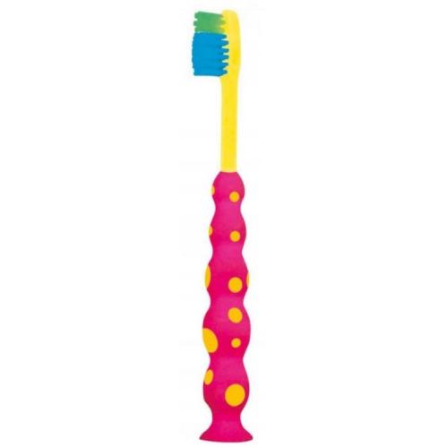 Zdjęcie produktu - Mattes Szczoteczka do zęb&oacute;w dla dzieci Dino Smile M65 Soft 3+ r&oacute;żowo- ż&oacute;łta