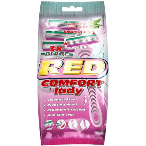 Zdjęcie produktu - Mattes Red Comfort Lady Maszynka do golenia jednorazowa damska, 5szt.
