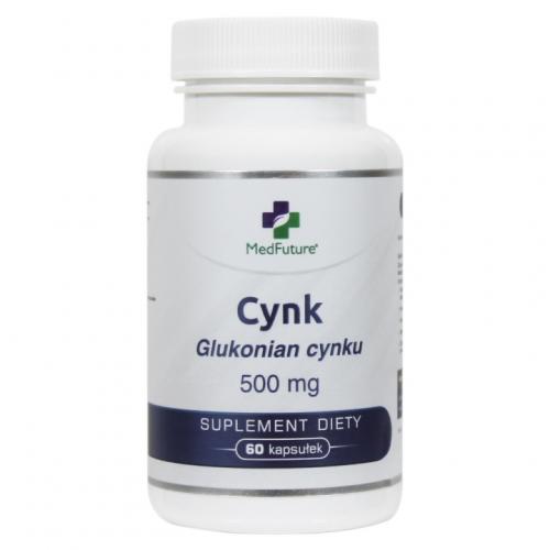 Zdjęcie produktu - MedFuture Cynk Glukonian Cynku 500mg, 60 kapsułek