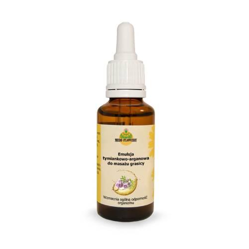 Zdjęcie produktu - MEDI-FLOWERY Emulsja tymiankowo - arganowa do masażu grasicy, 30 ml