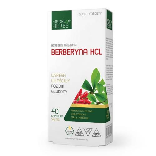 Zdjęcie produktu - MEDICA HERBS Berberyna HCL 516 mg, 40 kaps.