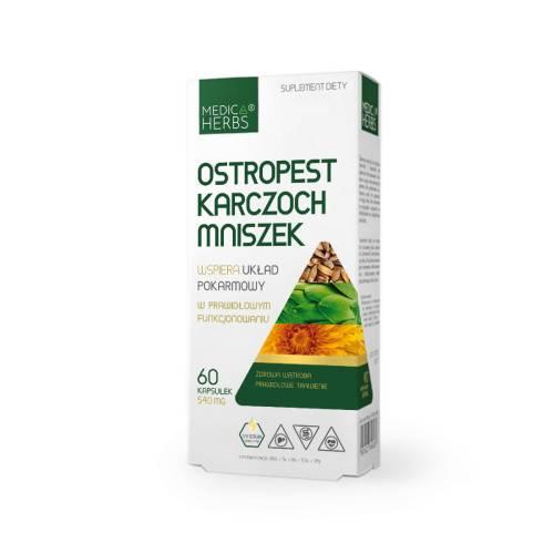 Zdjęcie produktu - MEDICA HERBS Ostropest Karczoch Mniszek, 60 kaps.