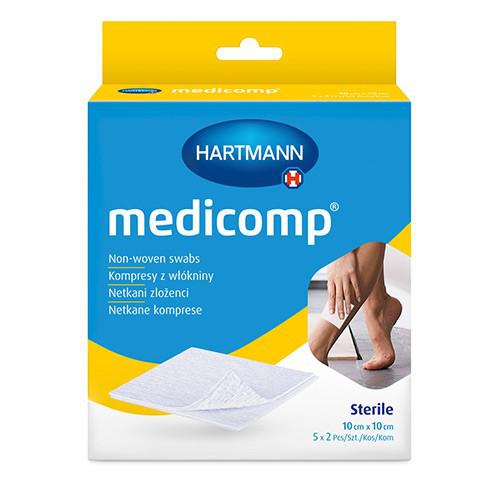 Zdjęcie produktu - Medicomp 10cm x 10cm Kompresy jałowe wł&oacute;kninowe, 5x2szt.