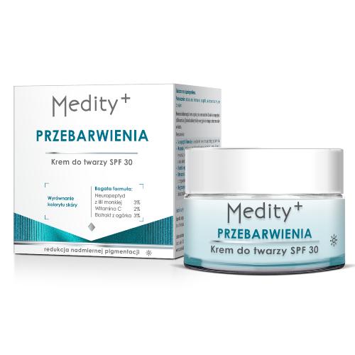 Zdjęcie produktu - MEDITY+ PRZEBARWIENIA Krem do twarzy na dzień SPF30, 50ml