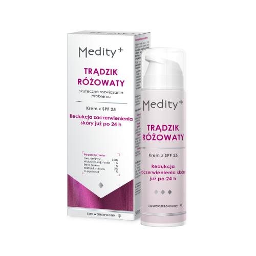 Zdjęcie produktu - MEDITY+ TRĄDZIK R&Oacute;ŻOWATY Krem naprawczy na dzień z SPF 25, 50ml