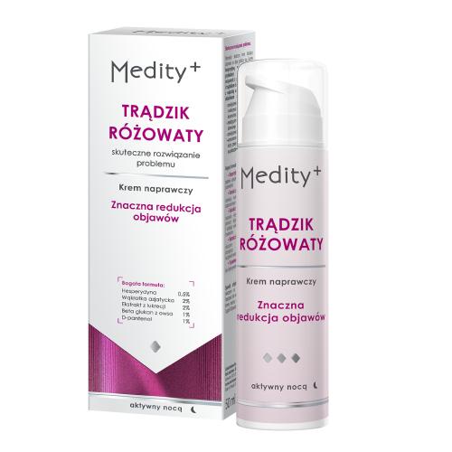 Zdjęcie produktu - MEDITY+ TRĄDZIK R&Oacute;ŻOWATY Krem naprawczy na noc, 50ml