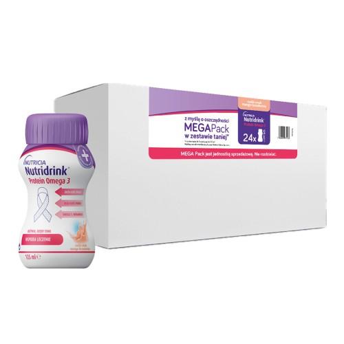Zdjęcie produktu - Nutridrink Protein Omega 3 rześki smak mango-brzoskwinia megapack, 24 x 125 ml