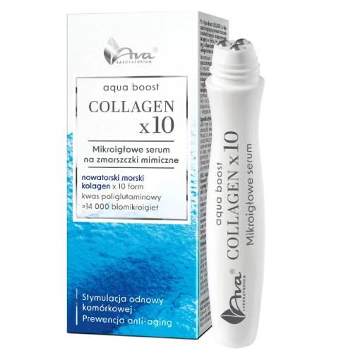 Zdjęcie produktu - AVA Aqua Boost Collagen x10 Mikroigłowe serum na zmarszczki mimiczne, 15 ml