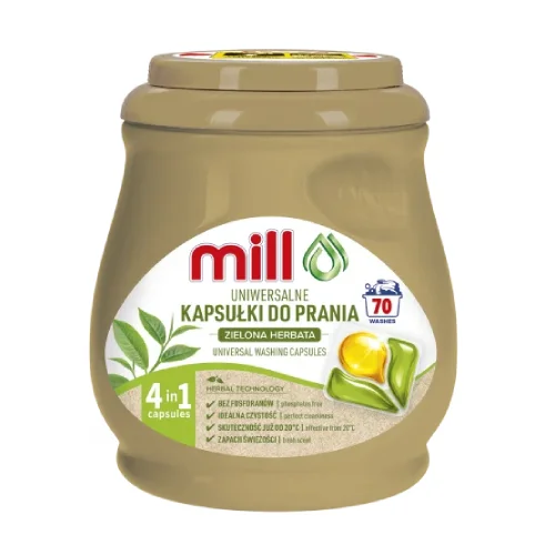 Zdjęcie produktu - Mill Kapsułki do prania Uniwersalne Zielona herbata, 70 szt.